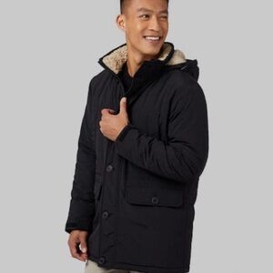 32 Degrees Men's Black Hooded Puffer Coat